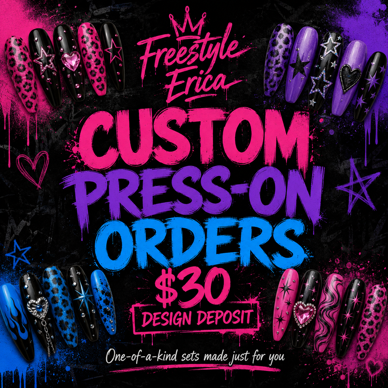 Custom Press-On Nail Order | $30 Design Deposit